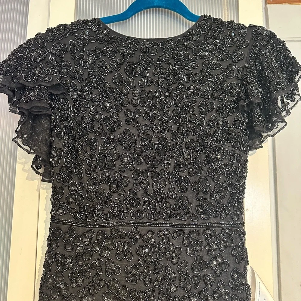 ✔️58B/68B/67B ❤️ BNWT MAC DUGGAL FLOUNCE SLEEVE BEADED MIDI DRESS #10827 - Picture 4 of 12